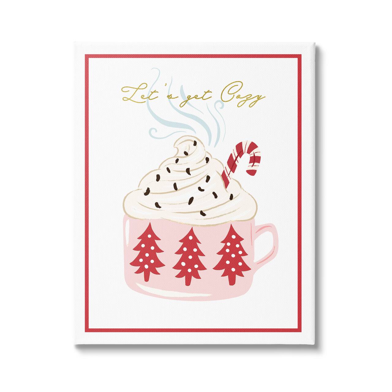 Stupell Industries Let's Get Cozy Pink Cocoa Canvas Wall Art